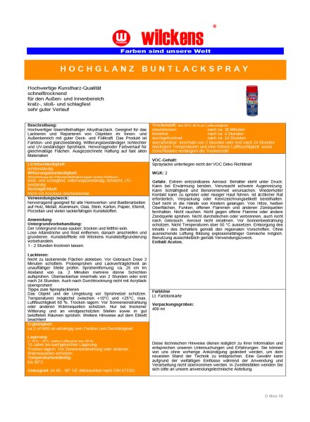 Lackspray Buntlack Hochglanz Feuerrot - RAL 3000