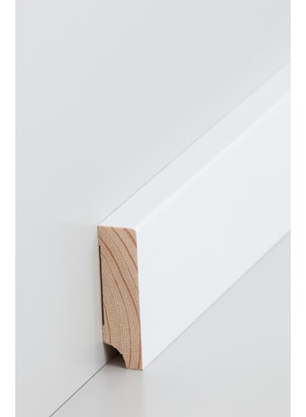 Holzfußleiste Kiefer deckend weiß 16 x 60 mm